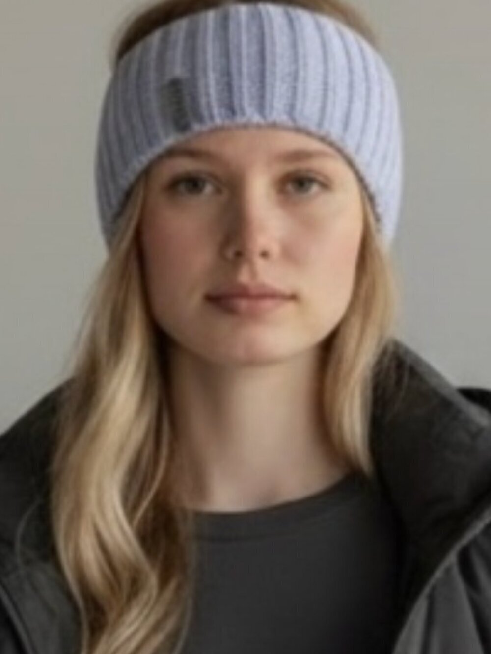 ADIDAS women's grey knit stretch headband snow head wrap ski hat ear muff warmer